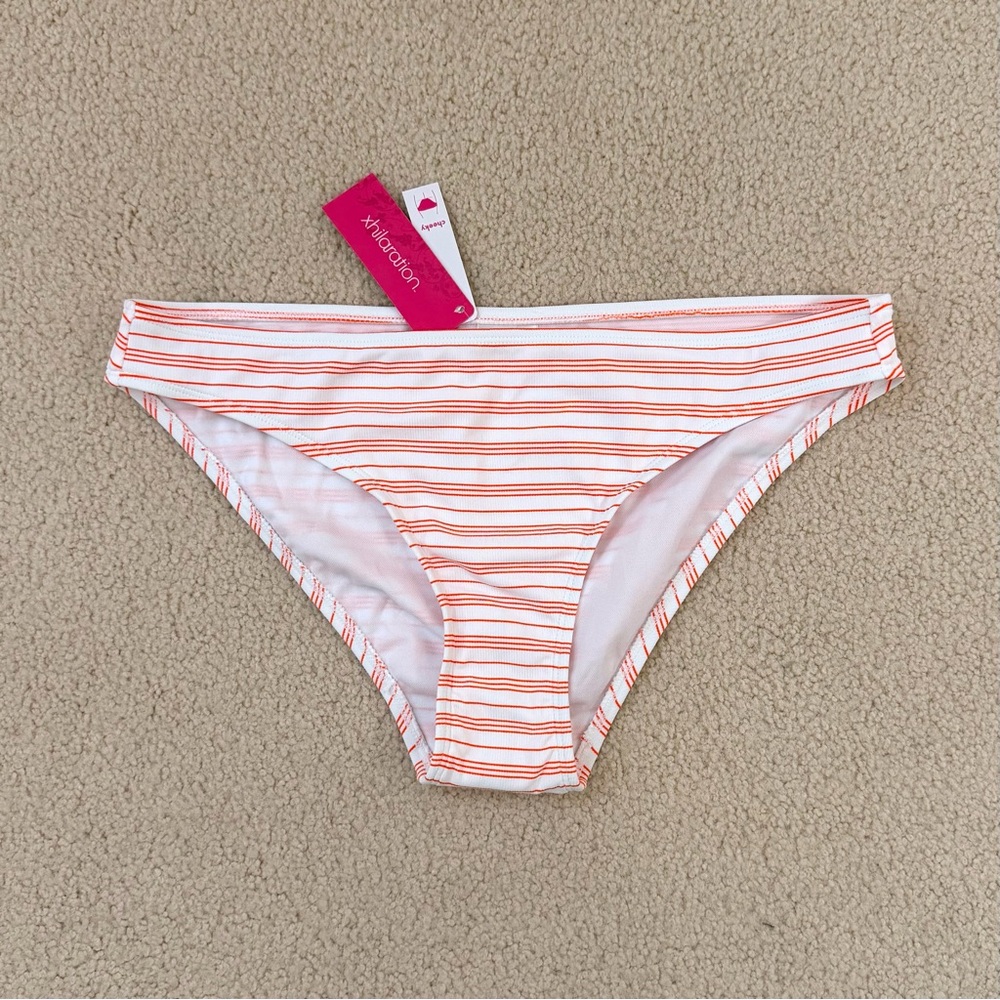Orange and White Striped Bikini Bottom